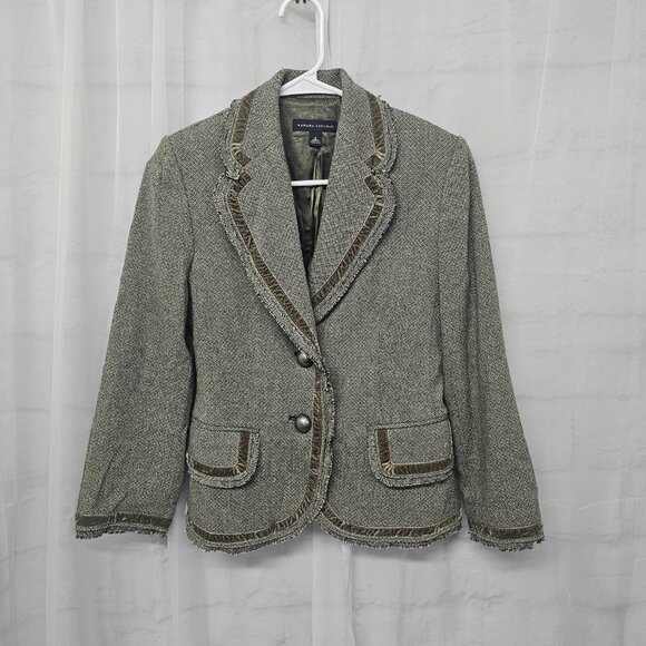 Vintage Banana Republic Blazer Y2K Green Twee Velvet Office Wool 4 - Picture 7 of 11